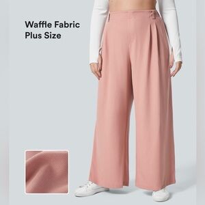 HALARA Flex High Waisted Waffle Fabric Wide Leg Pants - Soft Pink 3x